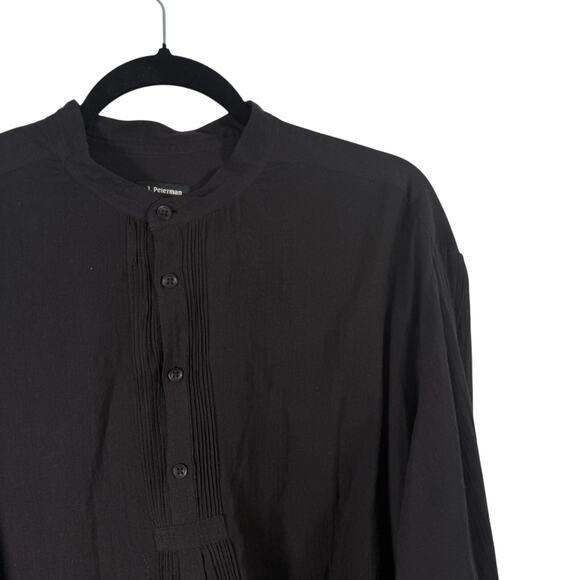 J Peterman Black Popover Shirt Oversized 100% Cotton Capsole Henley Womens Large - Picture 2 of 7